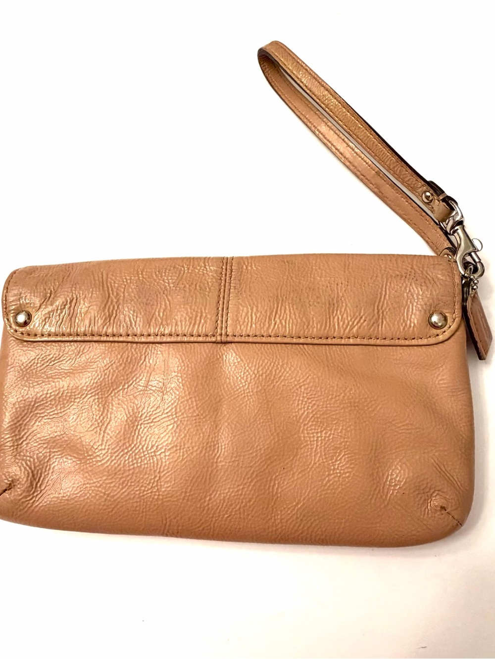 Coach Ashley Pleated Leather Organizer Wristlet Wallet Clutch Pouch Beige - Picture 6 of 9
